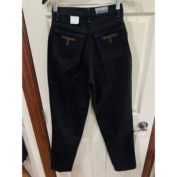 New Vintage Rocky Mountain Black High-Waisted Cotton Jeans W/ Embroidered Detail - Picture 10 of 11